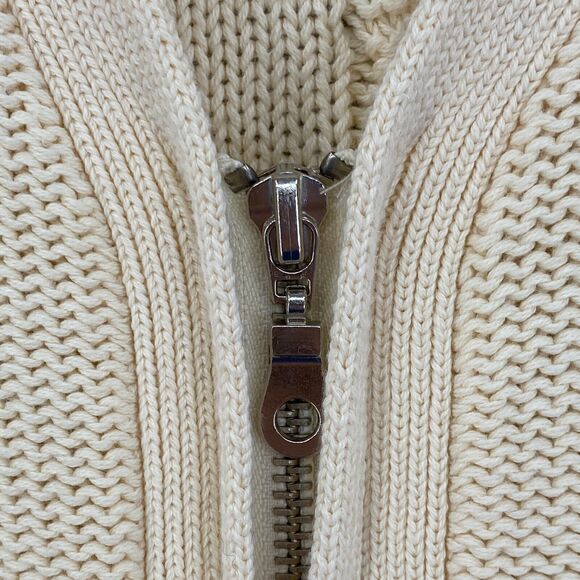 Lord & Taylor Sweater Womens Medium Beige Cable Rib Knit Full Zip V Neck Classi - Picture 6 of 9